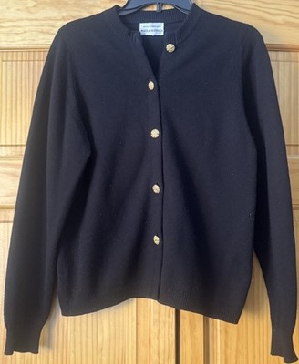 Maus & Hoffman Scotland Cashmere Gold-Button Knit Black Cardigan Size S