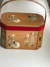 Vintage 1970s Holly Hobbie Decoupage Wooden Box Purse Hand Made Retro Fashion