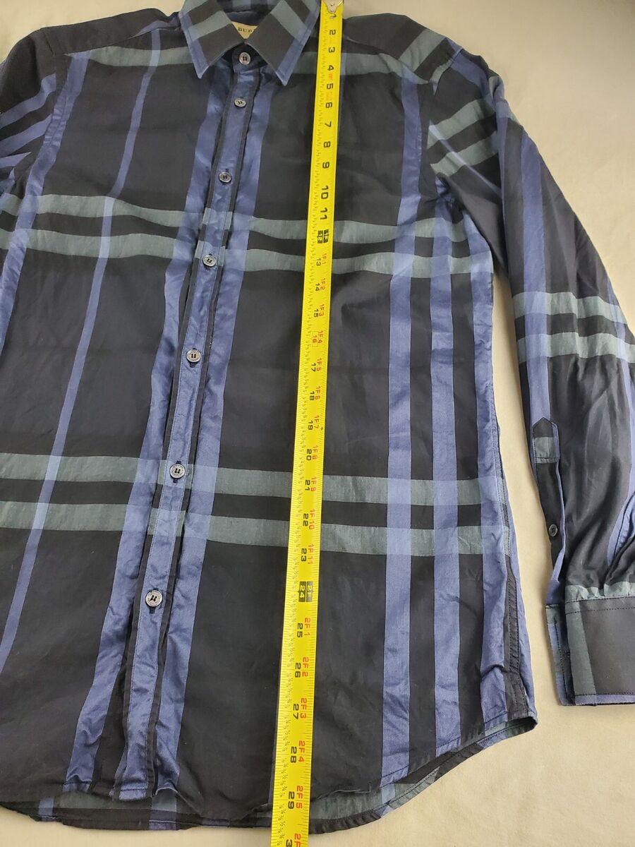 Burberry London Mens Shirt 14.5 32 33 Blue Nova Check Button Burberry London Mens Shirt 14.5 32 33 Blue Nova Check Button