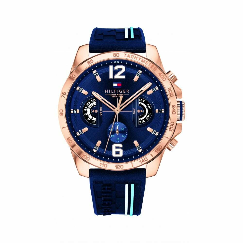 TOMMY HILFIGER MENS DECKER WATCH 1791474 BLUE WARRANTY RRP