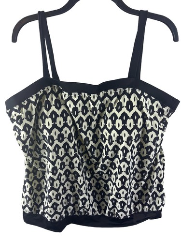 Pure Energy Womens 22 Black White Swim Top Tankini Built in 2004