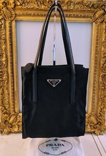 Prada Mini Tote Bag Re-Nylon Black With Leather Inserts Vintage