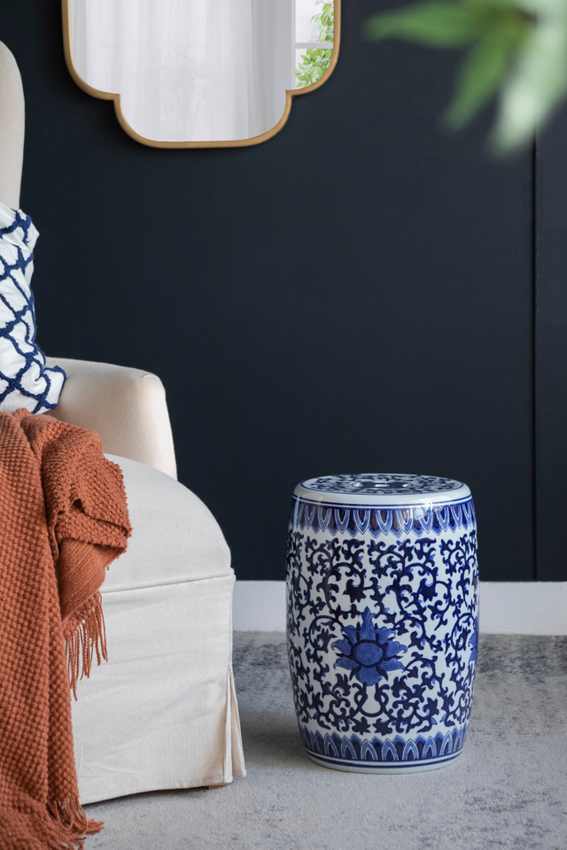 Ceramic Garden Stool, Blue and White Small Side Tabel, D11" x 16" eBay