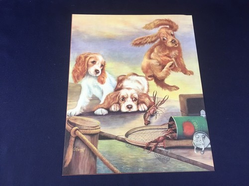 6 Vintage Dog Puppy Prints Mary O'Carroll Whimsical Kitsch Color - Picture 6 of 7