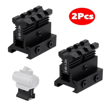 2Pcs Picatinny 3 Slots Riser Mount Adjustable Height 0.9-1.2in Lockdown Series
