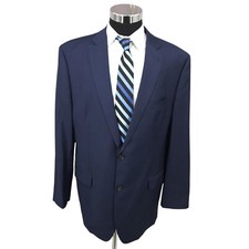 Ralph Lauren Blazer Mens 48L Blue Wool Sports Coat Jacket 2 Buttons USA Made