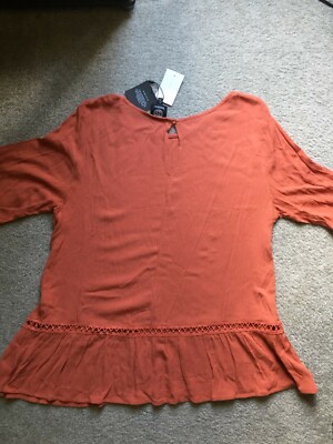 Babeau Womens Tangerine Red Top 3/4 Ruffle Sleeve Size XL, NWT