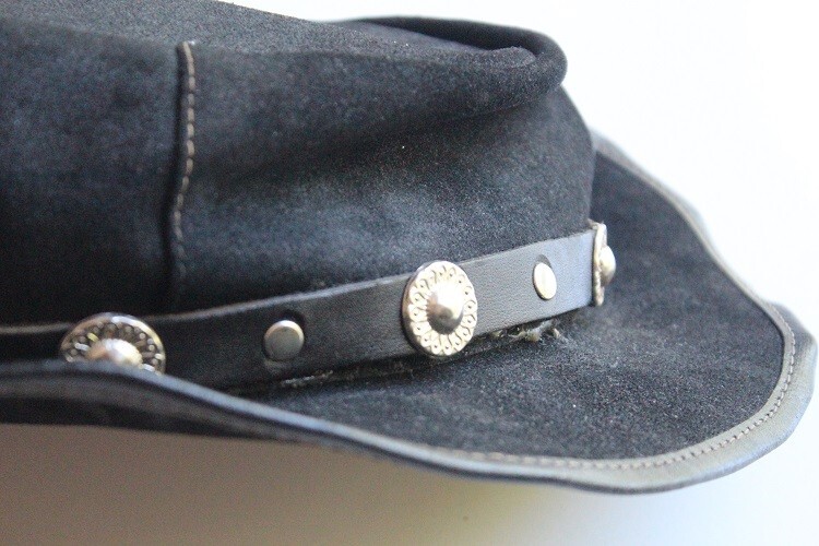 Winfield Cover Co. Vintage black leather hat concho silver  display picture 1