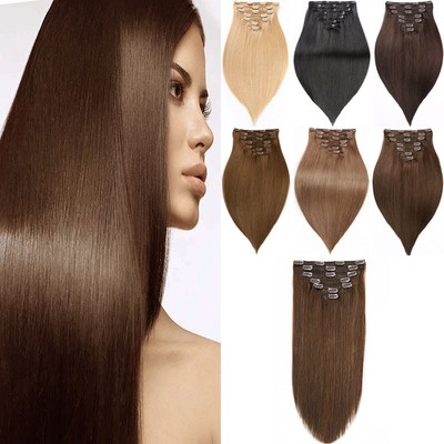 14 20 Inch 7pcs Set Clip In Real Human Hair Extensions Highlight