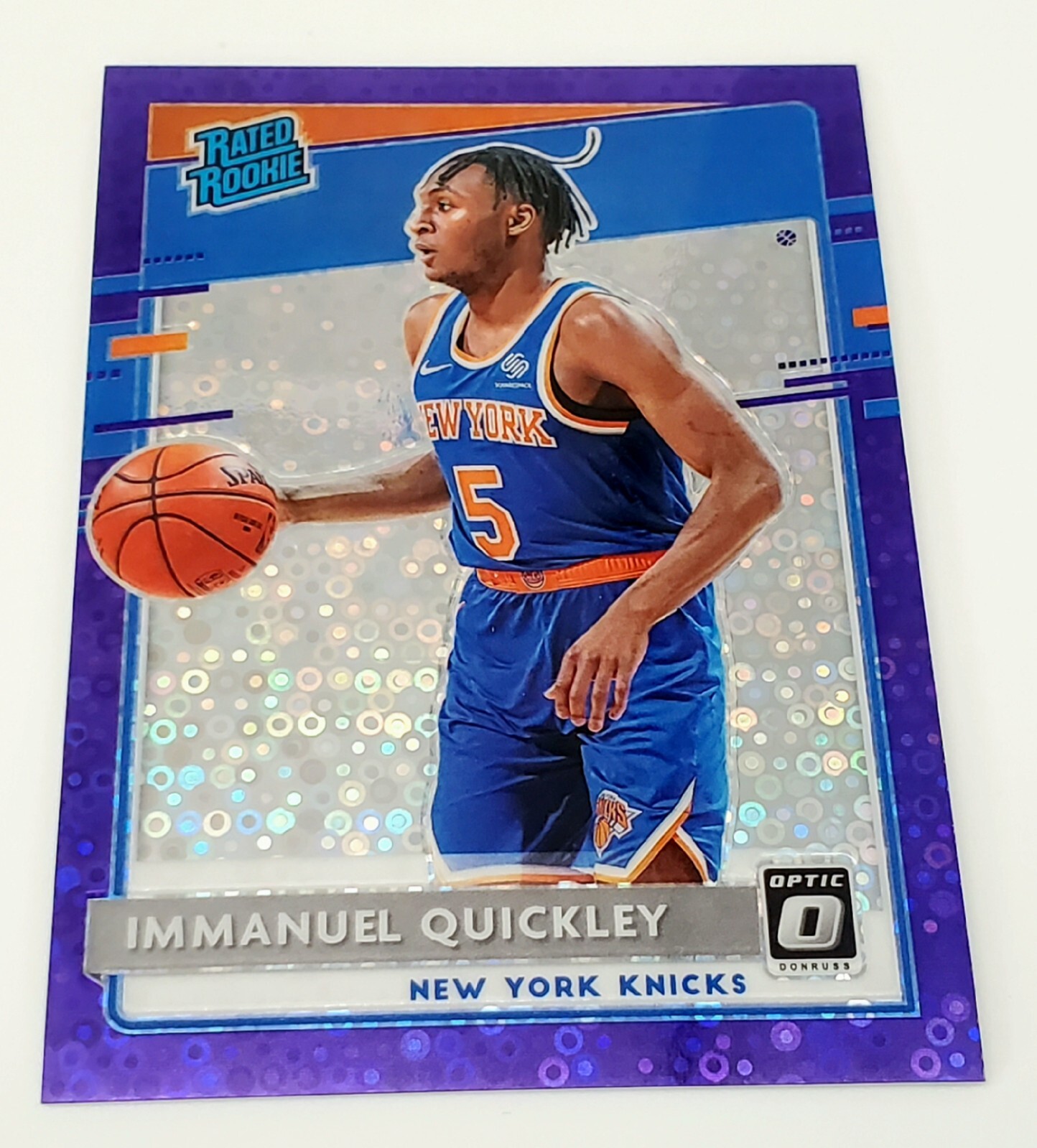 2020-21 Donruss Optic Fast Break Purple #175 Immanuel Quickley RR Knicks RC /95