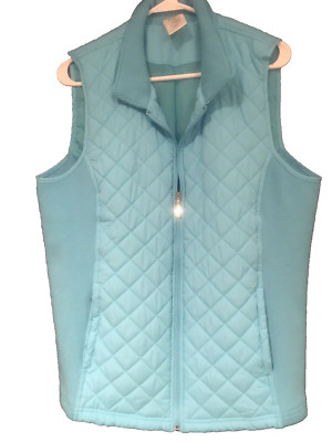 Blair Blue Diamond Cut Quilted Vest with Pockets & Knit Side Panels Large