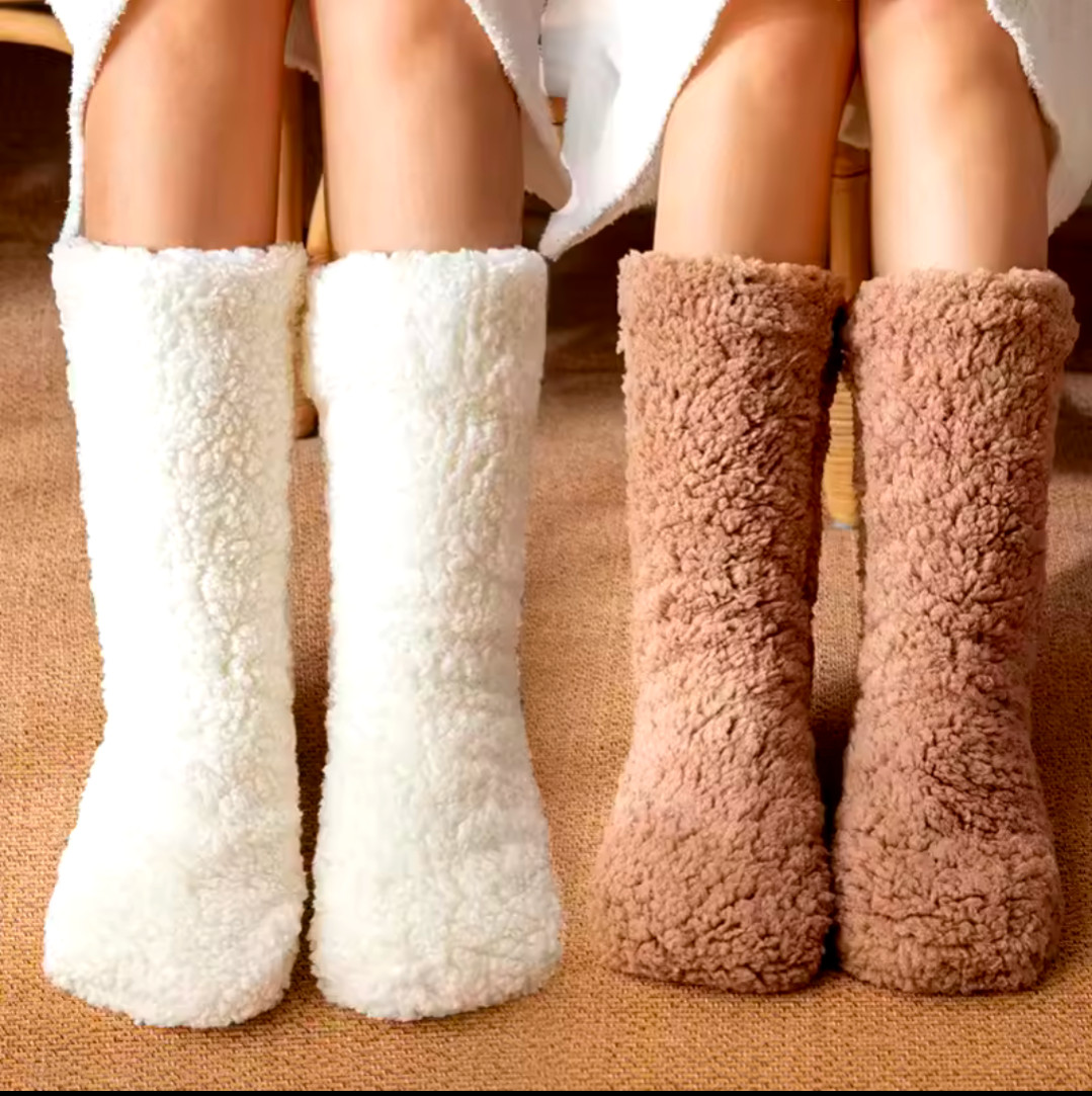 APL Calze di lana copri piedi invernali supporto termico pantofole pile morbide DE