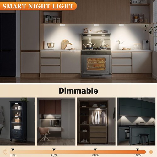 Warm Color LED Closet Lights Wireless Motion Sensor Puck Light, USB Rechargeable - Picture 5 of 8