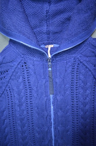 Free People Sunshine Slope Sweater Womens XS Blue Half Zip Cowl Neck Chunky Knit - Picture 2 of 8