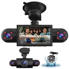 Dash Cam 4 Channel 360° Front Rear Inside DashCam, HD 1080P Car Camera 32GB