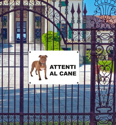 Cartello Segnale Attenti al Cane in Allumnio composito 3mm (20 cm x 15 cm), Cane Lupo