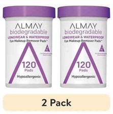 2x Almay Biodegradable Longwear and Waterproof Eye Makeup Remover Pads 120 count