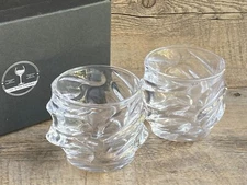 THE WINE SAVANT NEW/TWO Whiskey glasses/Crystal Heavy wave glacier Design~NEW
