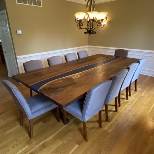 Live edge Custom Blue Epoxy Resin Wooden River Style Bar top coffee table desk - Picture 3 of 3