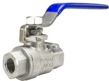 Duda Energy 2PCBV-WOG200-F025 Full Port Ball Valve 1/4" NPT 2 Piece 304 Stain...