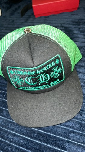 Chrome Hearts Mens Trucker Hat Green Black CH logo