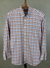 PETER FITCH Gr. M 39 40 Hemd Shirt langarm blau rot orange weiß gelb kariert 5D3