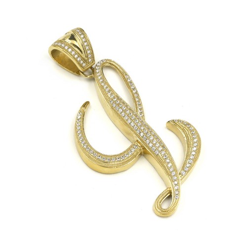 Stainless Steel 316 Pave Men's Initial Pendant - Picture 11 of 36