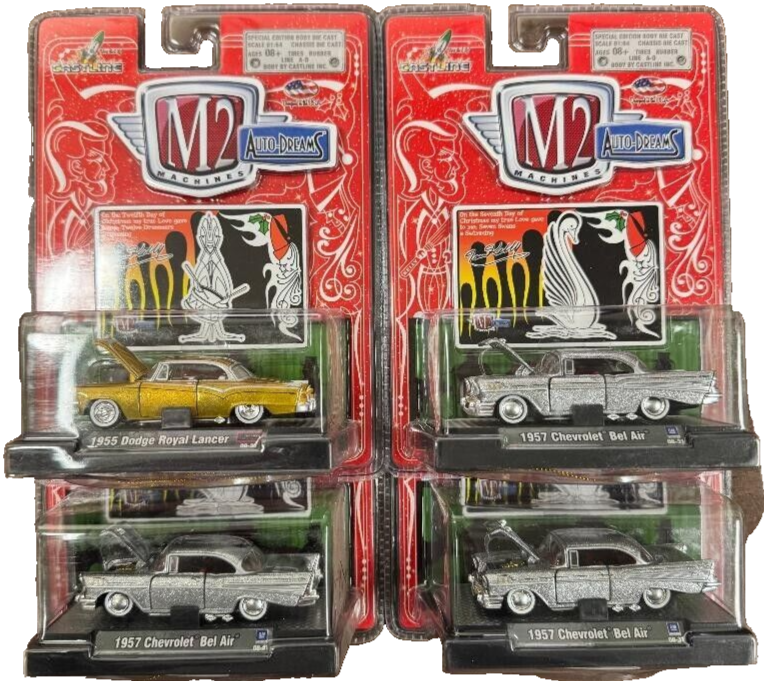 M2 MACHINES AUTO DREAMS CHEVY & DODGE SET OF 4 PCS 1/64 11300-03B