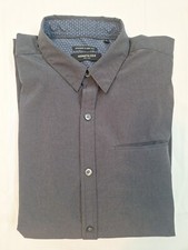 Mens Dress Shirt Long Sleeve Black Size Large Kenneth Cole New York Slim Fit