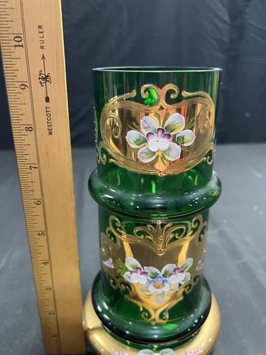 Vintage Hand Painted Czech Crystal Pitcher - Picture 3 of 4