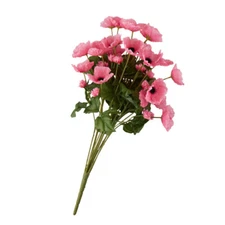 22" Tall Pink Artificial Poppy Decorative Floral  Bush