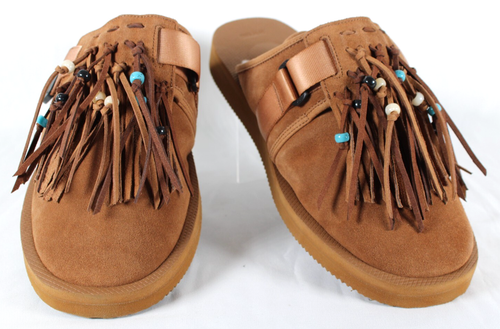 ALANUI X SUICOKE Mocasines planos de gamuza marrón con cuentas de gamuza marrón ruso 12 - Imagen 2 de 14