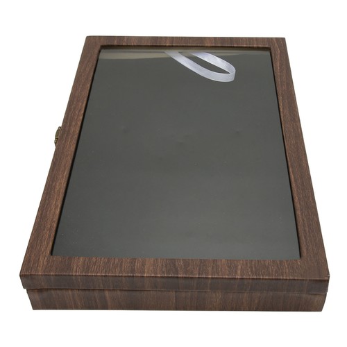 Pin Display Case Large Black PU Leather Glass Widely Used Coin Display Case