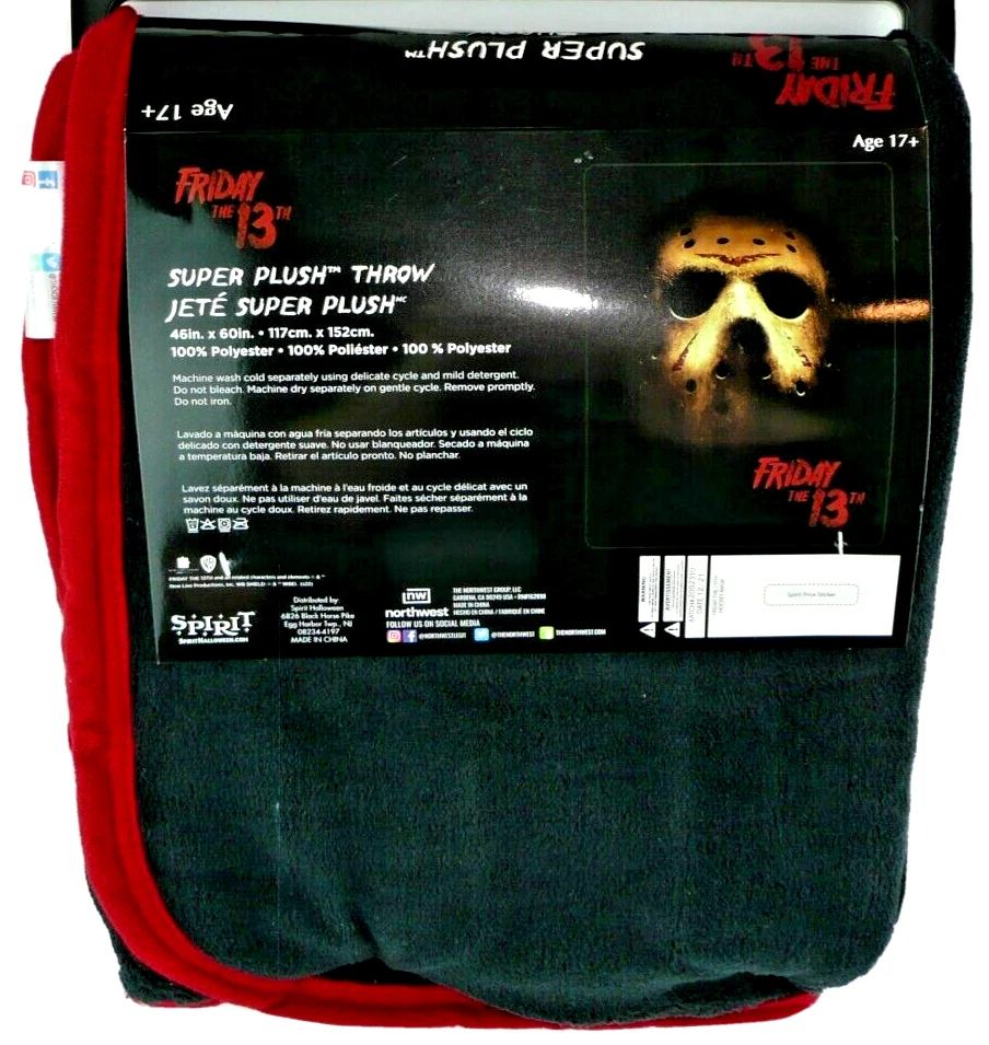 Friday the 13th Blanket Super Plush Throw Jason Vorhees Hockey Mask Horror Slash - Image 3 of 3