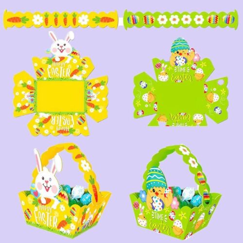 4Pcs Bunny/Chick Easter Paper Baskets Bunny Egg Chicken Boxes Children Crafts - Picture 10 of 12