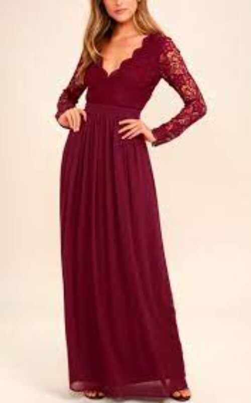 awaken my love burgundy long sleeve lace maxi dress Burgundy Long Sleeve Lace Maxi Dress | Womens | X-Small | 100% Polyester