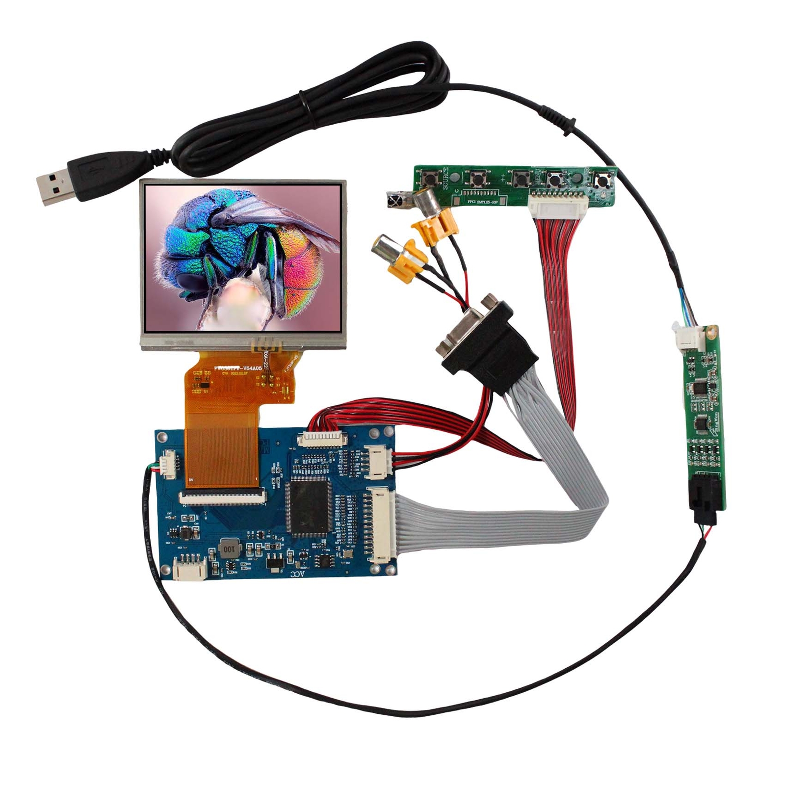 3.5"" 640x480 Resisitive IPS LCD touchscreen Display VGA AV CVBS Control Board