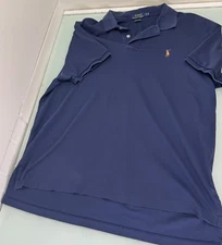 Polo Ralph Lauren Pima Soft Touch Men Polo Shirt XL Golf Navy Blue Flesh Pony