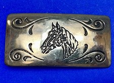 Chambers Signed Horse Head Bust - Ornate Western Cowboys Vintage Belt Buckle