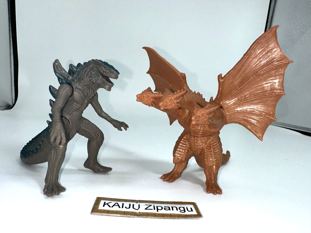 1998 Bandai 4” Zilla & Cretaceous King Ghidorah Figure Set Mothra