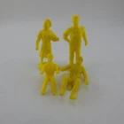 Vintage Plastimarx Marx Yellow Figure Doll Man Woman 4pc Lot Sitting Standing