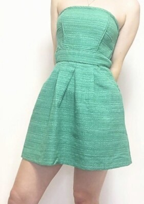 Banana Republic Strapless Green Tweed Dress Size 6 | eBay