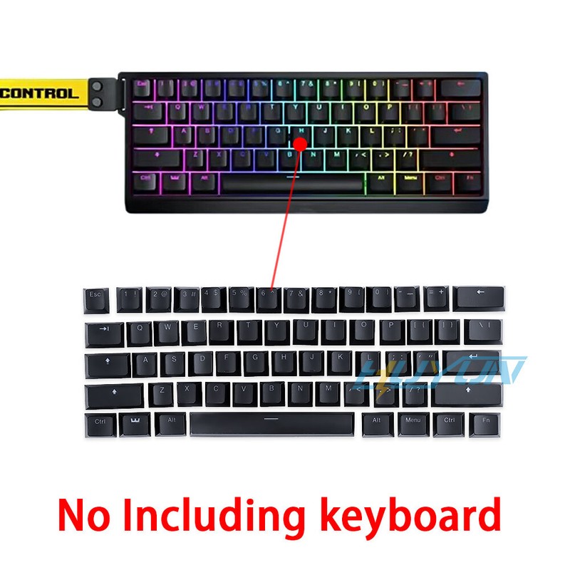 Complete keyboard replacement set for Wooting 60HE+ keyboards.61 keycaps