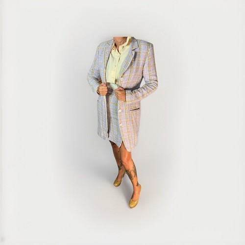 Vintage Y2K Plaid Mini Skirt Suit 2Pc Legally Blond Jacket Set Pastel Plaid VTG - Picture 2 of 23
