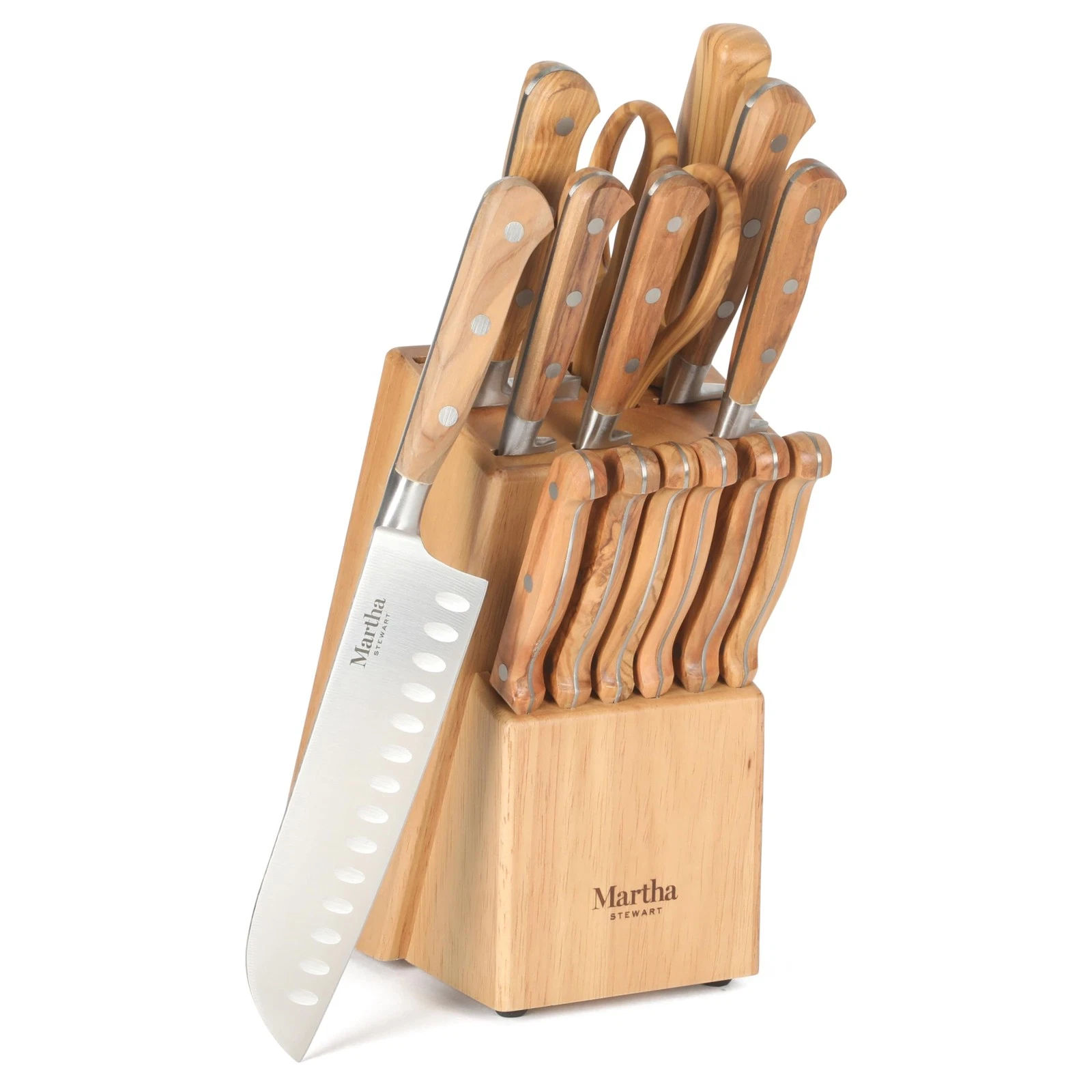 Austenwood 15-Piece Block Set, German Stainless Steel Kitchen with Forged Ita...