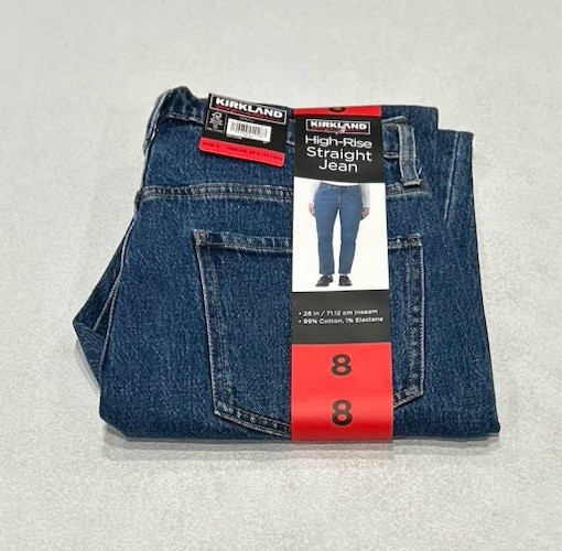 Kirkland Signature Women's High-Rise Straight Leg Jeans, Blue, Size 8