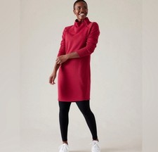Athleta Cozy Karma Asym Sweater Dress in Clover Berry Red size Small