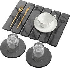 Stone Dish Drying Mat for Kitchen Counter, Foldable 16X12, Gray
