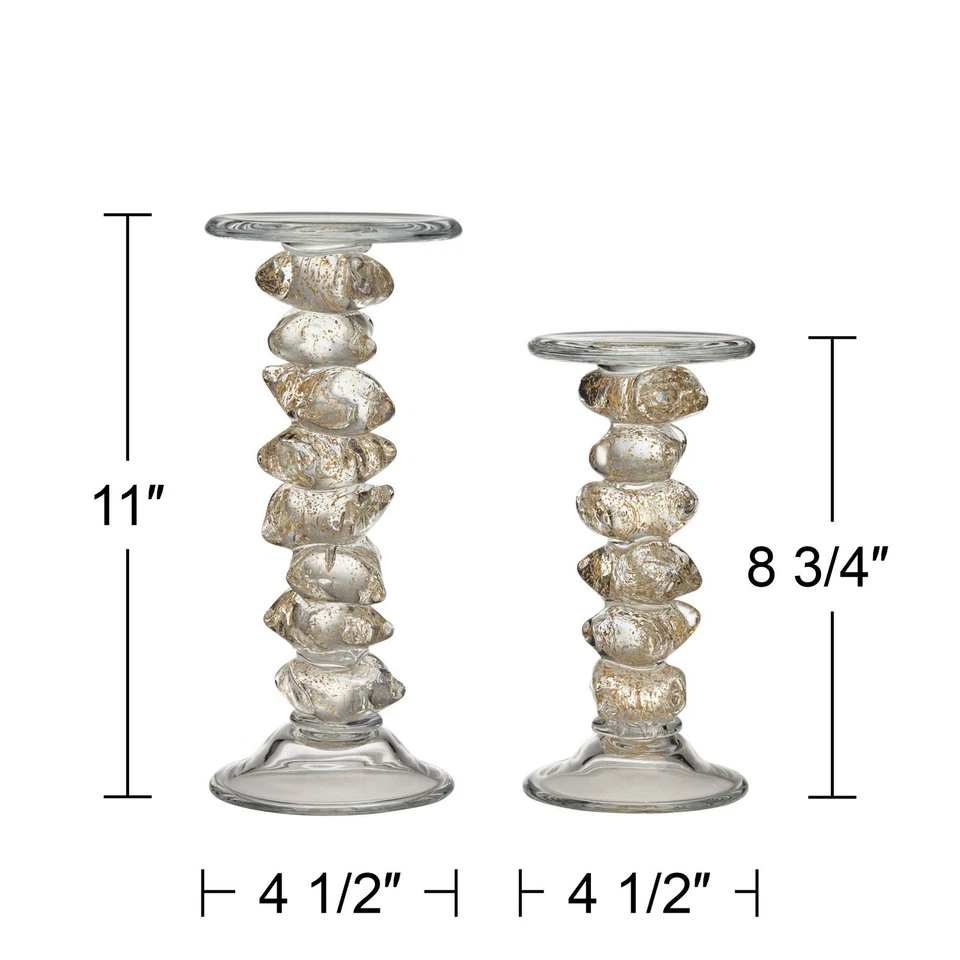 Ilion Gold Glass Candle Holders Set of 2 - Image 4 of 4