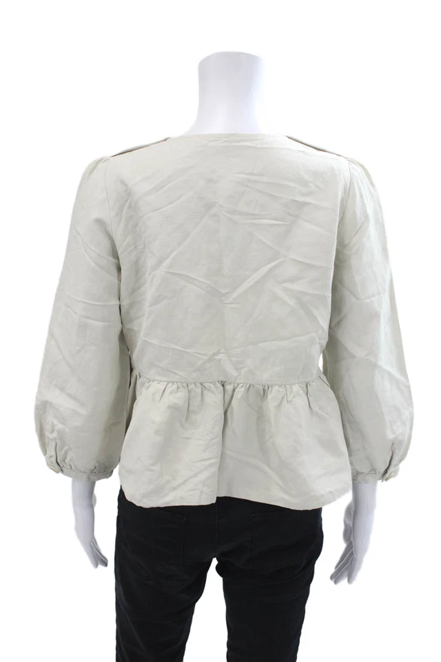 Blusa Jigsaw Mujer Manga Larga Abotonada Dobladillo Reunido Detalle Beige Talla 12 Foto 3 de 4